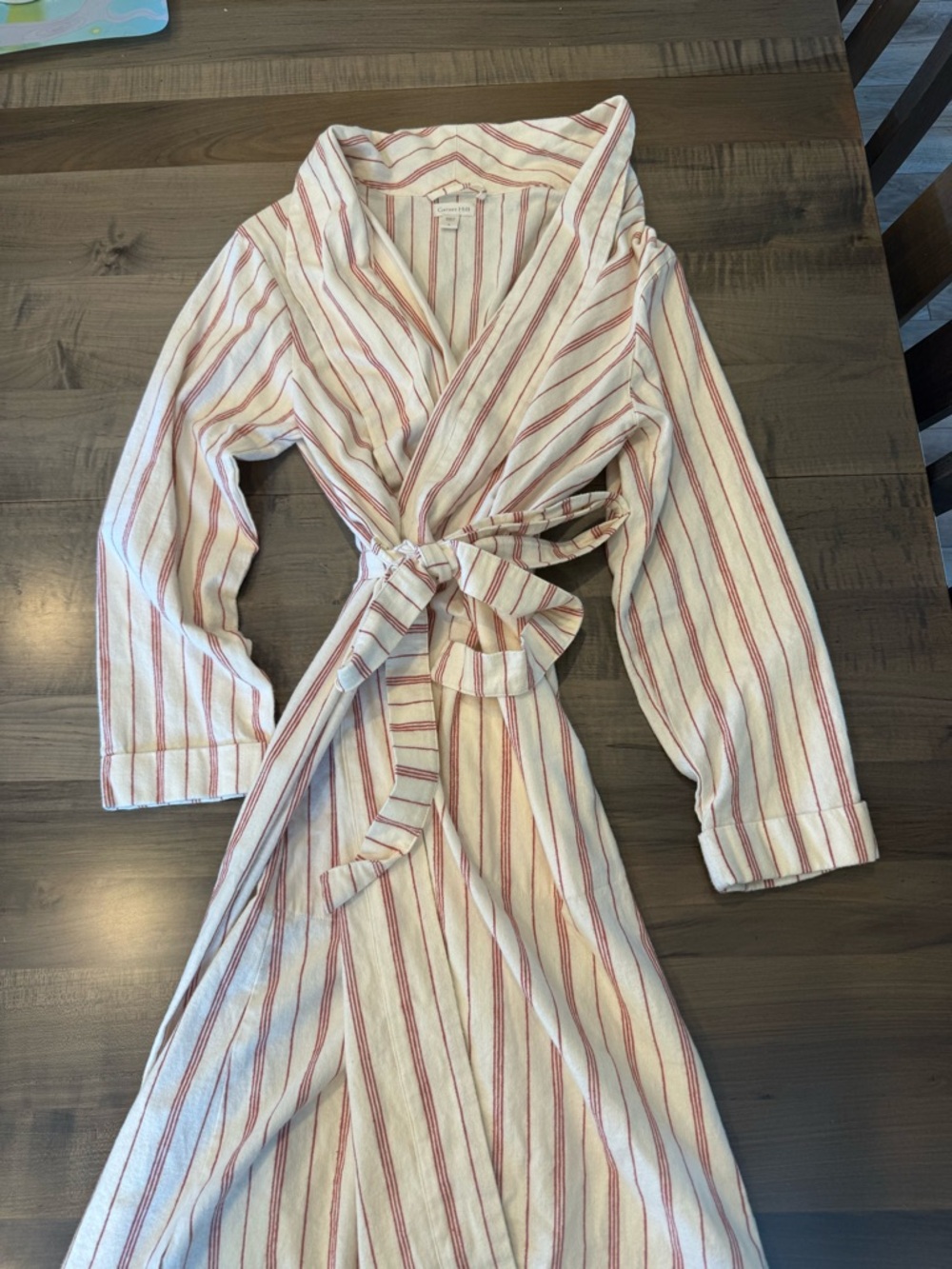 Garnet Hill Vertical Stripes Organic Cotton Robe